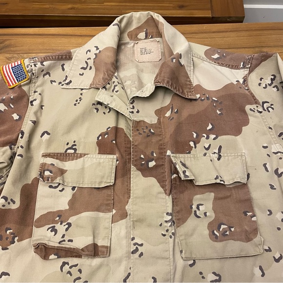 Vintage US Army Desert Storm Chocolate Chip Camo Combat Coat Jacket Medium Long - Picture 2 of 10